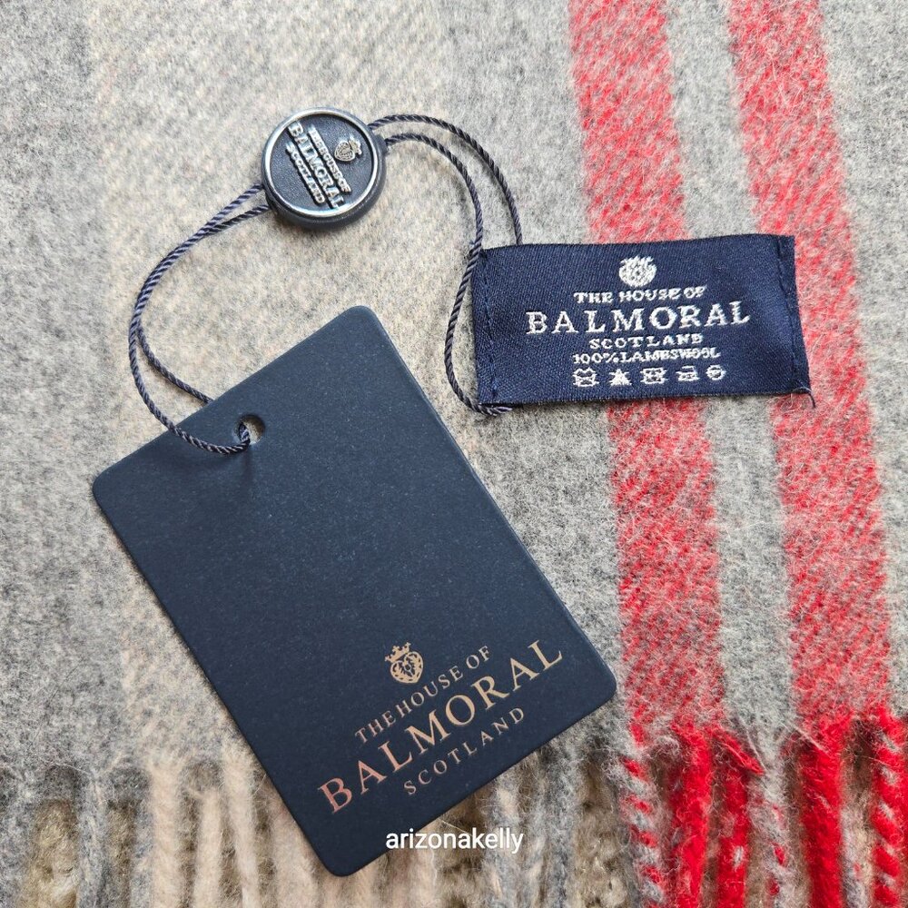 NWT Balmoral Lambswool Scarf Grey Check (Johnston) Scotland - Picture 3 of 10